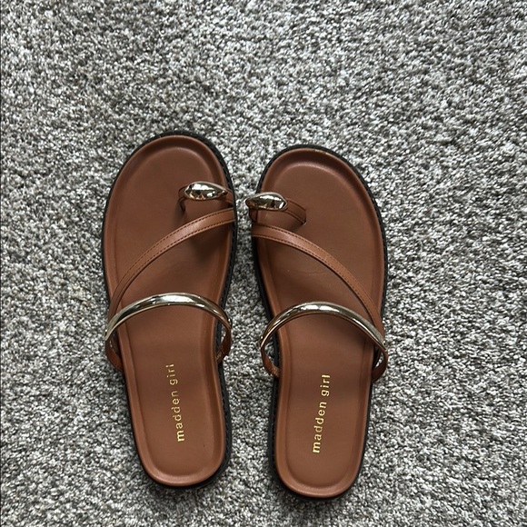 Madden Girl Caribbean Paris Strappy Sandals with Gold Toe Ring - Picture 2 of 6